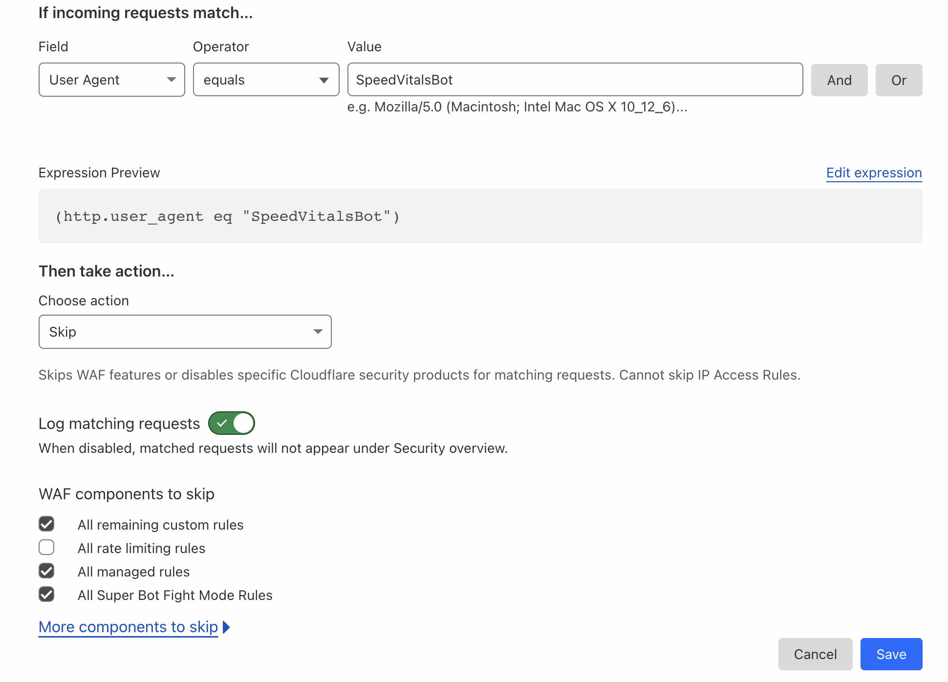 Allow SpeedVitals TTFB Bot on Cloudflare