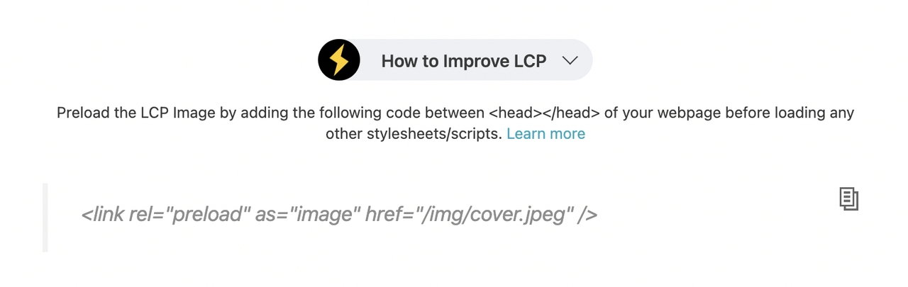 LCP Preload Snippet